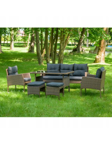 Technorattanowy komplet mebli Meven 2 x fotel + 2 x pufa + sofa + stół 5902490785304 3