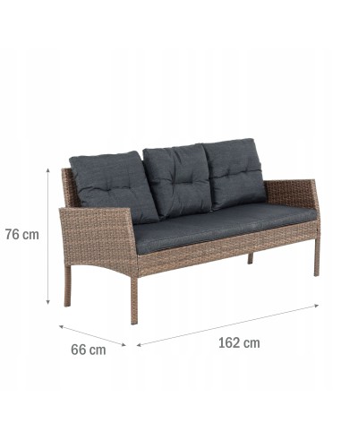 Technorattanowy komplet mebli Meven 2 x fotel + 2 x pufa + sofa + stół 5902490785304 6
