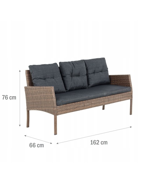Technorattanowy komplet mebli Meven 2 x fotel + 2 x pufa + sofa + stół 5902490785304 6