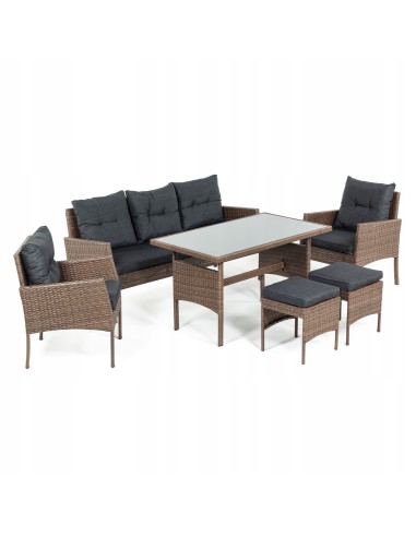Technorattanowy komplet mebli Meven 2 x fotel + 2 x pufa + sofa + stół 5902490785304 8