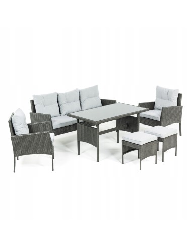 Funkcjonalny zestaw mebli ogrodowych Meven 2 x fotel + 2 x pufa + sofa + stół 5902490785335 6