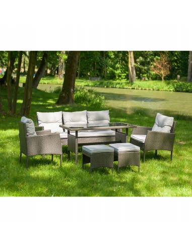 Funkcjonalny zestaw mebli ogrodowych Meven 2 x fotel + 2 x pufa + sofa + stół 5902490785335 11