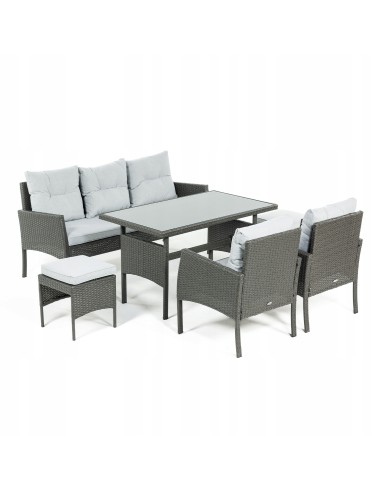 Funkcjonalny zestaw mebli ogrodowych Meven 2 x fotel + 2 x pufa + sofa + stół 5902490785335 13