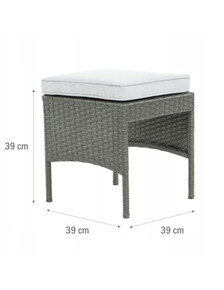 Funkcjonalny zestaw mebli ogrodowych Meven 2 x fotel + 2 x pufa + sofa + stół 5902490785335 15
