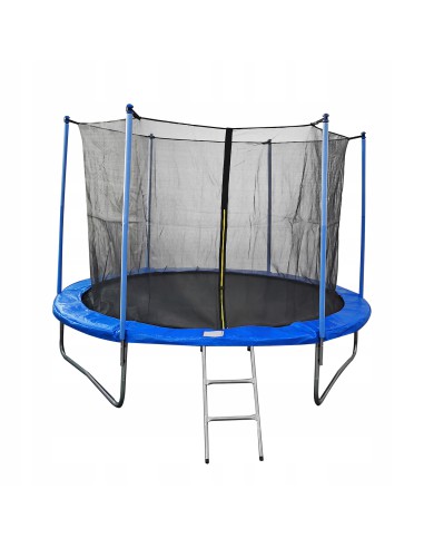 Bezpieczna okrągła trampolina ogrodowa z siatką i drabinką Meven, 366 cm 5900607539963 3