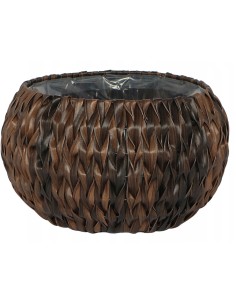 Brązowa donica technorattanowa Meven okrągła, 43,5 x 24,5 cm 5900607539048