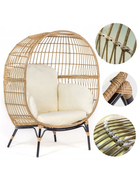 Technorattanowy fotel ogrodowy kokon ALESSIA Meven 112 × 93 × 152 cm 5902490781443