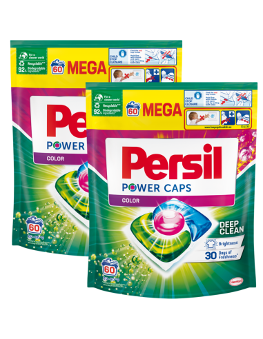 Wydajny zestaw kapsułek do prania ubrań kolorowych Persil Power Caps 120 prań 9000101804294