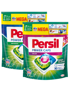 Duży zestaw kapsułek do prania Persil Power Caps 120 prań, do kolorów + uniwersalne 9000101804294