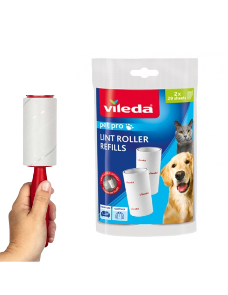 Skuteczne wkłady do rolki do usuwania sierści, włosów i drobinek brudu Vileda Pet Pro 2 szt. 8001940007922