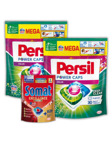 Skuteczne kapsułki do prania kolorów Persil Power Caps Deep Clean 2 x 60 prań + GRATIS 9000101804294