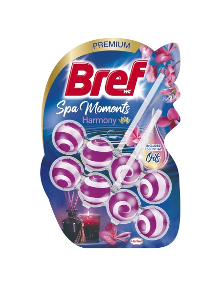 Skuteczne zawieszki do WC Bref Wellness Harmony + Serenity + Vitality 6x50g 9000101587524 4