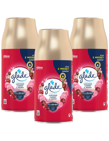 Wkłady do automatycznego odświeżacza powietrza GLADE Automatic Spray o zapachu Luscious Cherry & Peony 3 x 269 ml 5000204958874