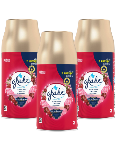 Wkłady do automatycznego odświeżacza powietrza GLADE Automatic Spray o zapachu Luscious Cherry & Peony 3 x 269 ml 5000204958874
