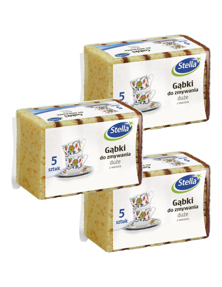 Czyszczące gąbki do mycia naczyń Stella 3x5szt. 5903936024414