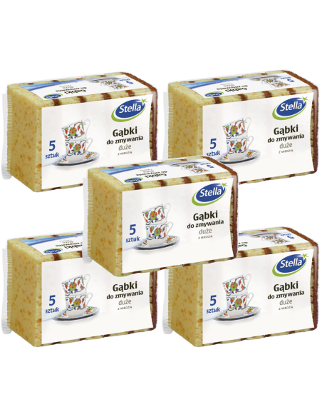 Wytrzymałe gąbki do mycia naczyń Stella 5 x 5szt. 5903936024414