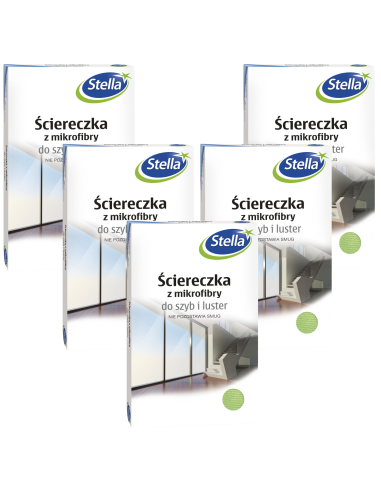 Chłonna ściereczka z mikrofibry do czyszczenia szyb i luster Stella 30cm x 40cm, 5 szt. 5903936005710