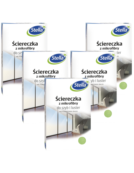 Chłonna ściereczka z mikrofibry do czyszczenia szyb i luster Stella 30cm x 40cm, 5 szt. 5903936005710
