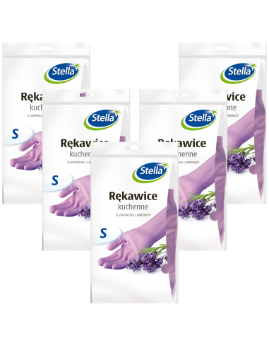 Lawendowe rękawice kuchenne Stella rozmiar S, 5 par 5903936000258