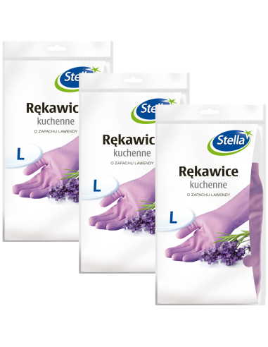 Zapachowe rękawice kuchenne o zapachu lawendy Stella rozmiar L, 3 pary 5903936000357