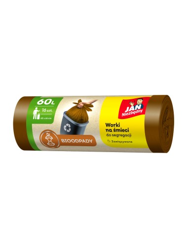 Brązowe worki na śmieci Jan Niezbędny 60L 16 szt. 5900536340791