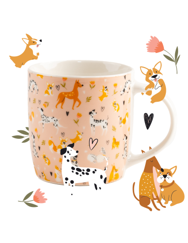 Porcelanowy kubek z wzorem z pieskami w opakowaniu prezentowym 330 ml 5905842527041 3