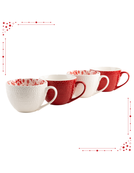 Świąteczny zestaw 4 porcelanowych kubków w opakowaniu prezentowym 530 ml 5905842527126 2