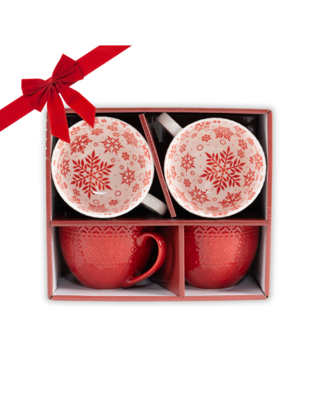 Świąteczny zestaw 4 porcelanowych kubków w opakowaniu prezentowym 530 ml 5905842527126 7