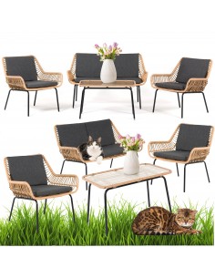 Wypoczynkowy zestaw mebli ogrodowych TILBURG Meven 2 x fotel + sofa + stolik kawowy 5902490745421