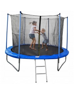 Bezpieczna okrągła trampolina ogrodowa z siatką i drabinką Meven, 366 cm 5900607539963