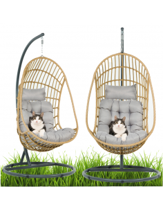 Beżowy fotel podwieszany ogrodowy JARDIN 5902490785014