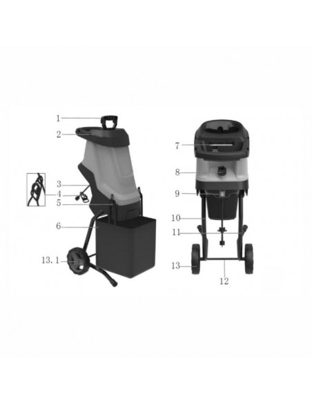 Elektryczny rozdrabniacz do gałęzi nożowy TOP CUT TC-RE2600-BAG 2600 W 5905842525979 17