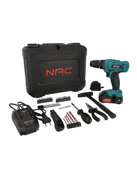 Wiertarko-wkrętarka akumulatorowa z zestawem narzędzi NAC CDB-1-LI-20V-TS 5905842520318