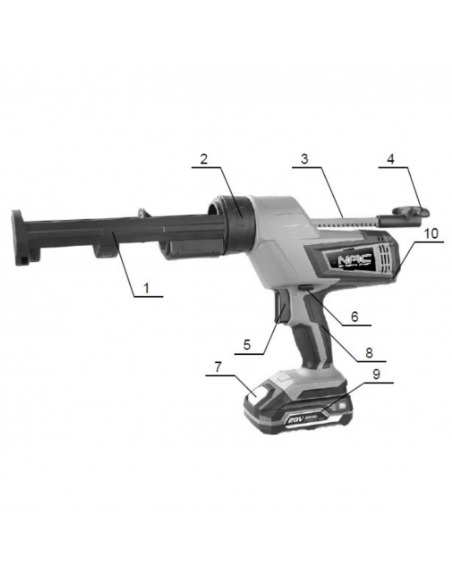 Akumulatorowy wyciskacz do silikonu NAC CG-LI-20V - Body 5905842520202 10