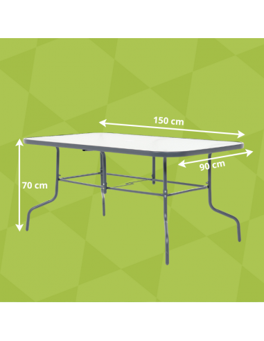 Stół ogrodowy Tampa z blatem ze szkła hartowanego 150 cm × 90 cm × 70 cm 5905842532496 7