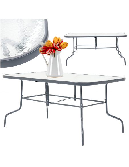 Stół ogrodowy Tampa z blatem ze szkła hartowanego 150 cm × 90 cm × 70 cm 5905842532496 15