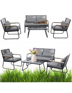 Nowoczesne meble ogrodowe - sofa + stolik + 2 fotele Cuba Meven 5905842533837