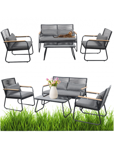 Nowoczesne meble ogrodowe - sofa + stolik + 2 fotele Cuba Meven 5905842533837
