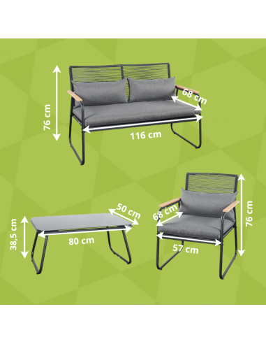 Nowoczesne meble ogrodowe - sofa + stolik + 2 fotele Cuba Meven 5905842533837 6