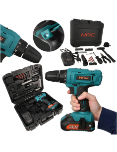 Wiertarko-wkrętarka akumulatorowa z zestawem narzędzi NAC CDB-1-LI-20V-TS 5905842520318