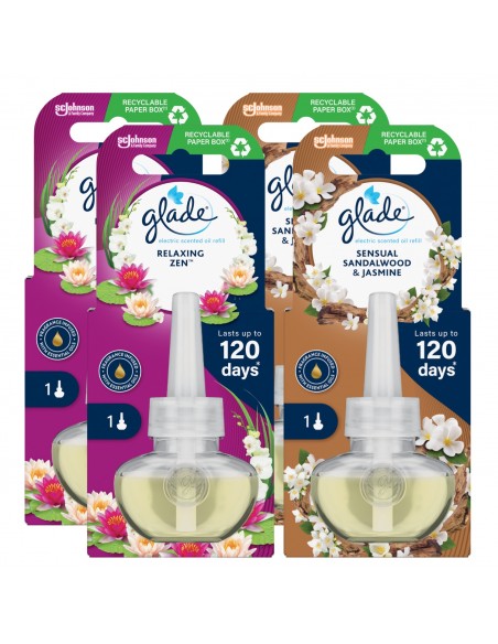 Aromatyczny zestaw wkładów do elektrycznego odświeżacza powietrza Glade Electric scented oil, 4 szt. mix 5000204116359