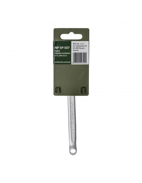 Klucz płasko-oczkowy ze stali chromowo-wanadowej 7 mm NAC PRO NP-SP-S07 5905842527225 2