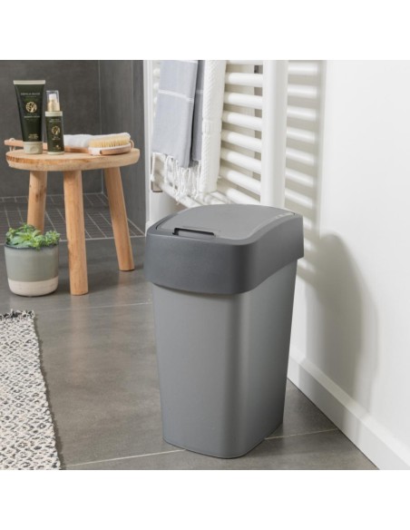 Kosz na śmieci 9L Curver Flip Bin srebrny/grafitowy 3253922170031 3