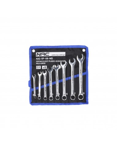 Zestaw kluczy płasko-oczkowych w etui 8 el.  8, 10, 11, 13, 14, 16, 17, 19 mm NAC-SP-08-MD 5905842520776 4