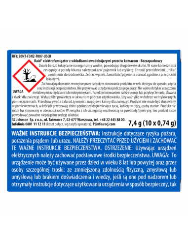 Owadobójczy elektrofumigator z wkładkami bezzapachowymi Raid 5000204406696 2