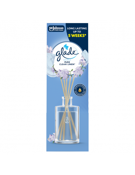 Dyfuzor z patyczkami zapachowymi Glade Pure Clean Linen 50 ml 5000204395495