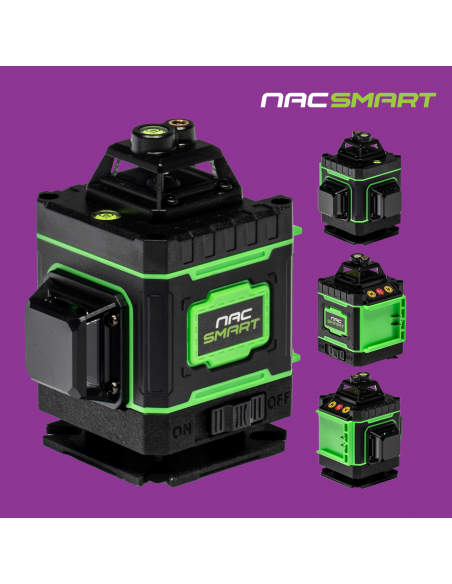 Laser krzyżowy, poziomica laserowa 4D 16 linii z akcesoriami NAC SMART 5905842528192 2