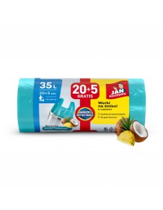Worki na śmieci 35L o zapachu owoców tropikalnych z uszami Jan Niezbędny 20+5 szt. 5201314198154