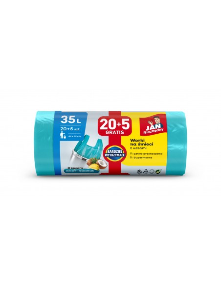 Worki na śmieci 35L o zapachu owoców tropikalnych z uszami Jan Niezbędny 20+5 szt. 5201314198154 3