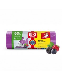 Worki na śmieci 60L o zapachu owoców leśnych z uszami Jan Niezbędny 15+3 szt. 5201314198185